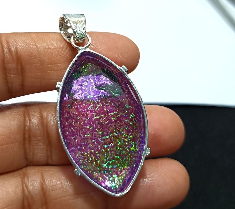 Multi-Color Natural 93.75 Ct Opal Doublet Pendant 925 Solid Silver Gemstone