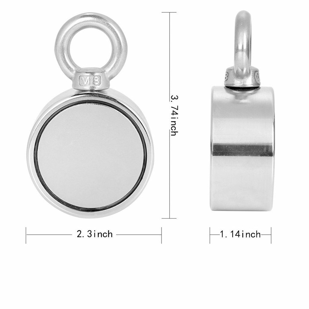 Fishing Magnet Neodymium Super Pull Force Hook Retrieving Treasure Hunt +/ Rope