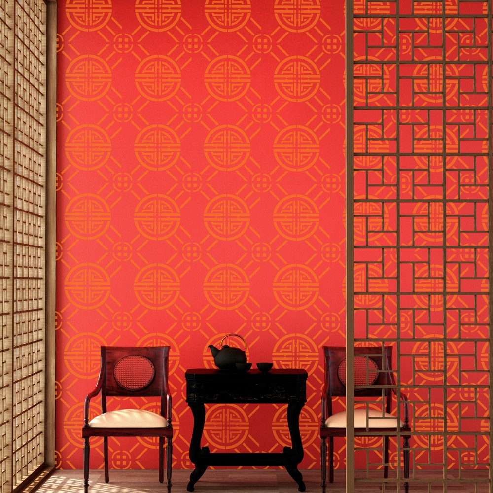 BAOJI Tile reusable PLASTIC Stencil // Moroccan Geometric // Floor Wall