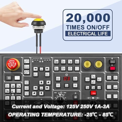 12MM Momentary Push Button Switch ON Off Round Mini Waterproof Push 6Pcs Yellow