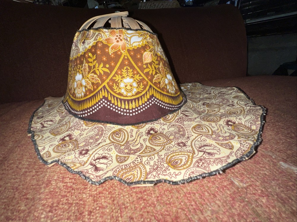 Foldable Wide Brim Sun Hat Boho Floral Bamboo Frame Packable Beach Hat