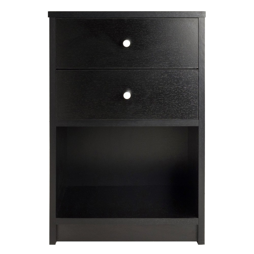 2 - Drawer Accent Table, Nightstand, Black Finish