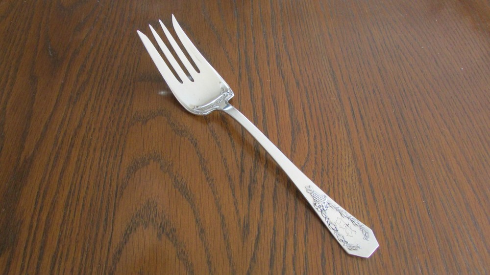 Holmes & Edwards Silver Plate Monogram QLB Cold Meat Serving Fork