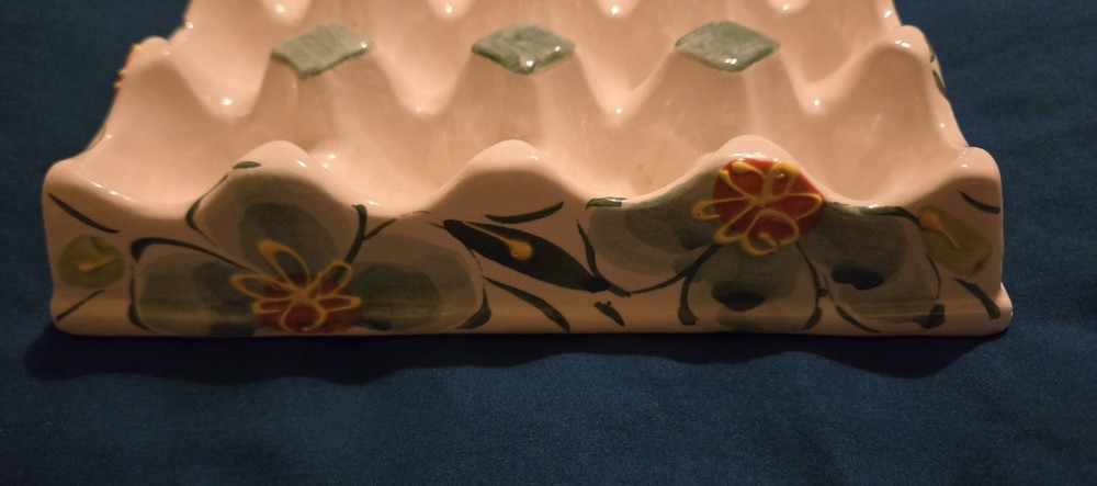 Hand Painted Ceramic Egg Tray Spain