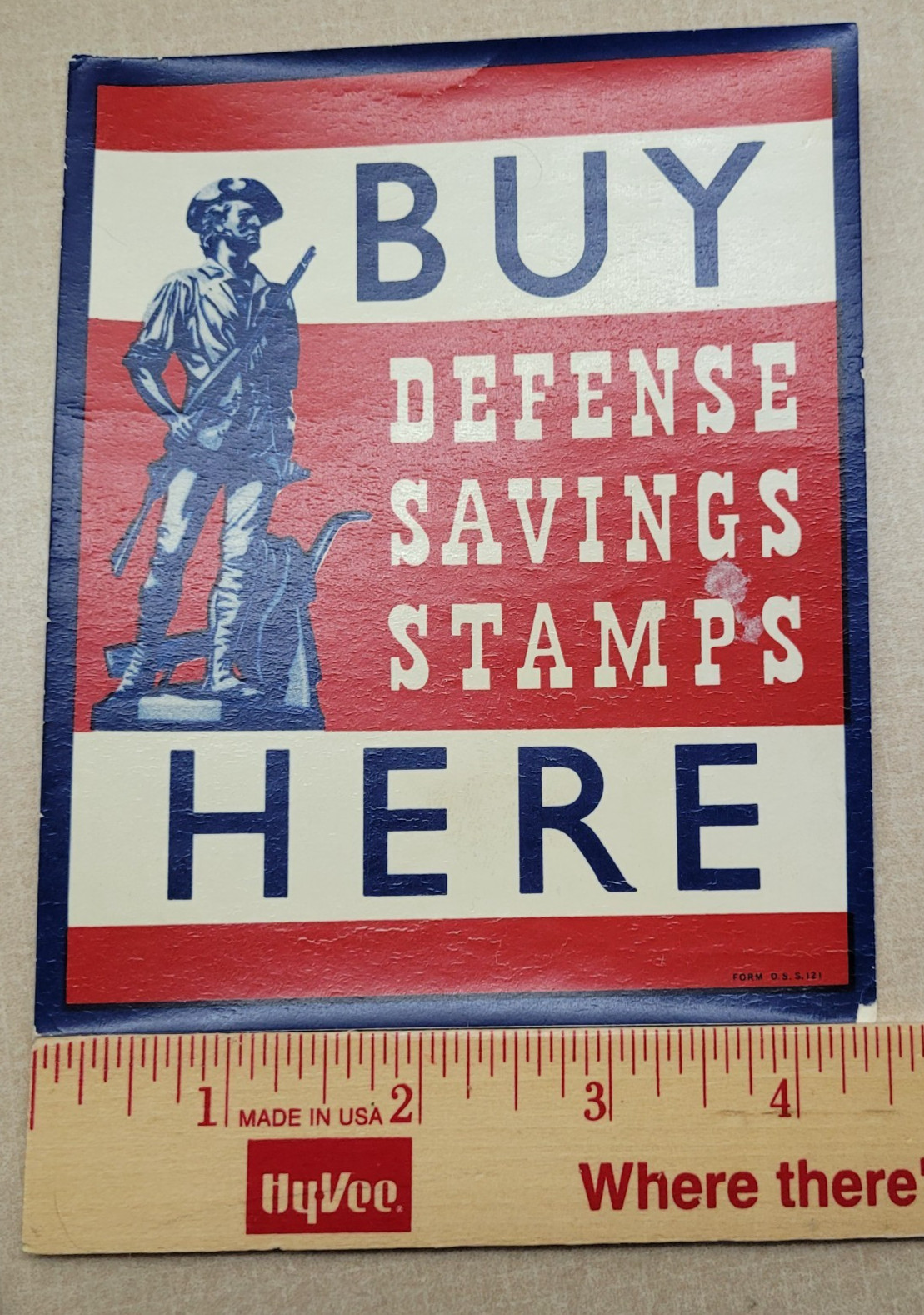 World War II Window Sticker "Buy Defense Savings Stamps - HERE" Waterslide Decal