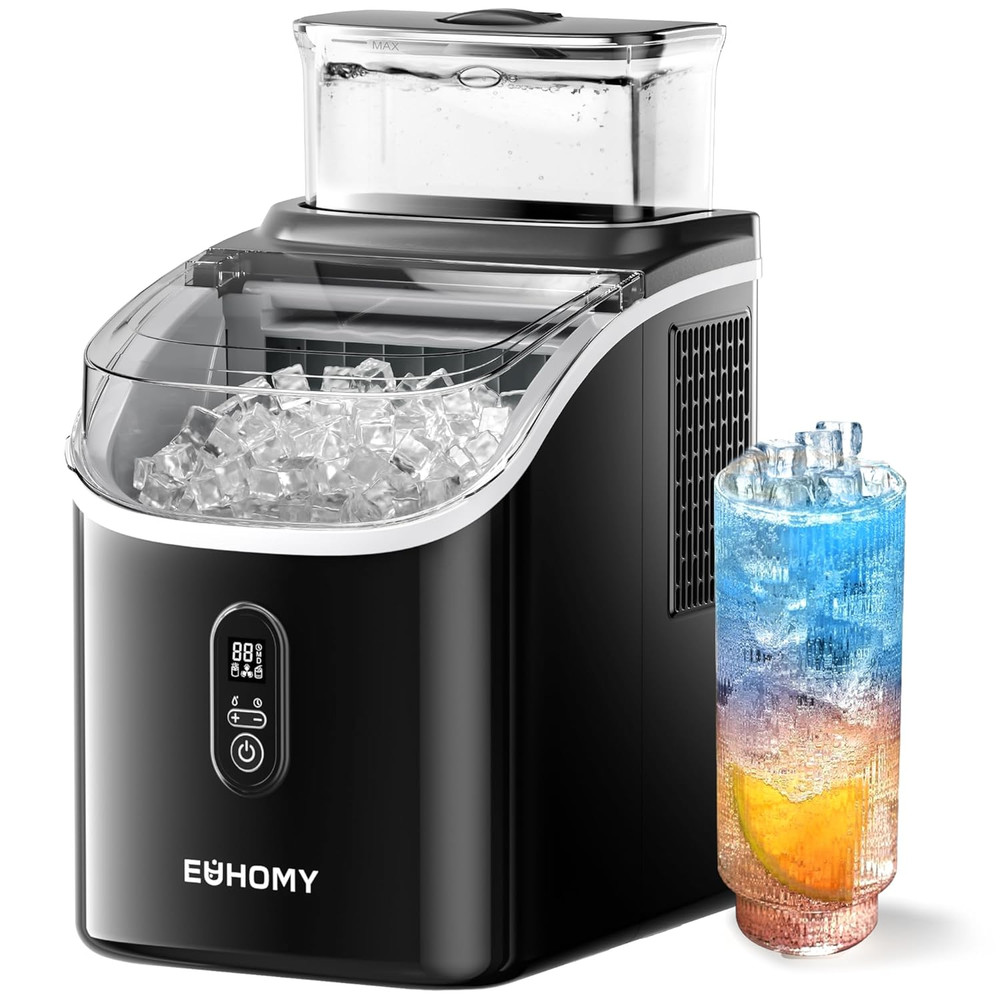 Ice Cube Maker Machine Countertop with External Water Tank, 2 Ways to Add Water,