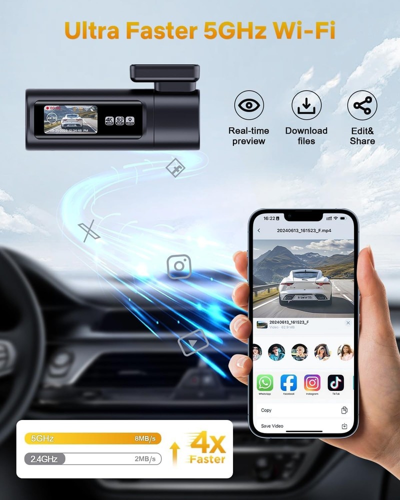 Advanced 4K Dash Camera with Wide Angle & G-Sensor – Full Vehicle Protection