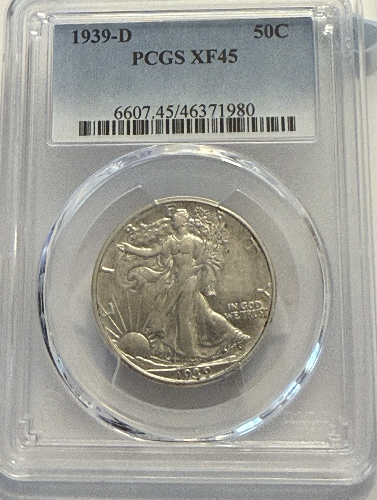 1939 D Liberty Walking Half Dollar XF 45 PCGS Silver