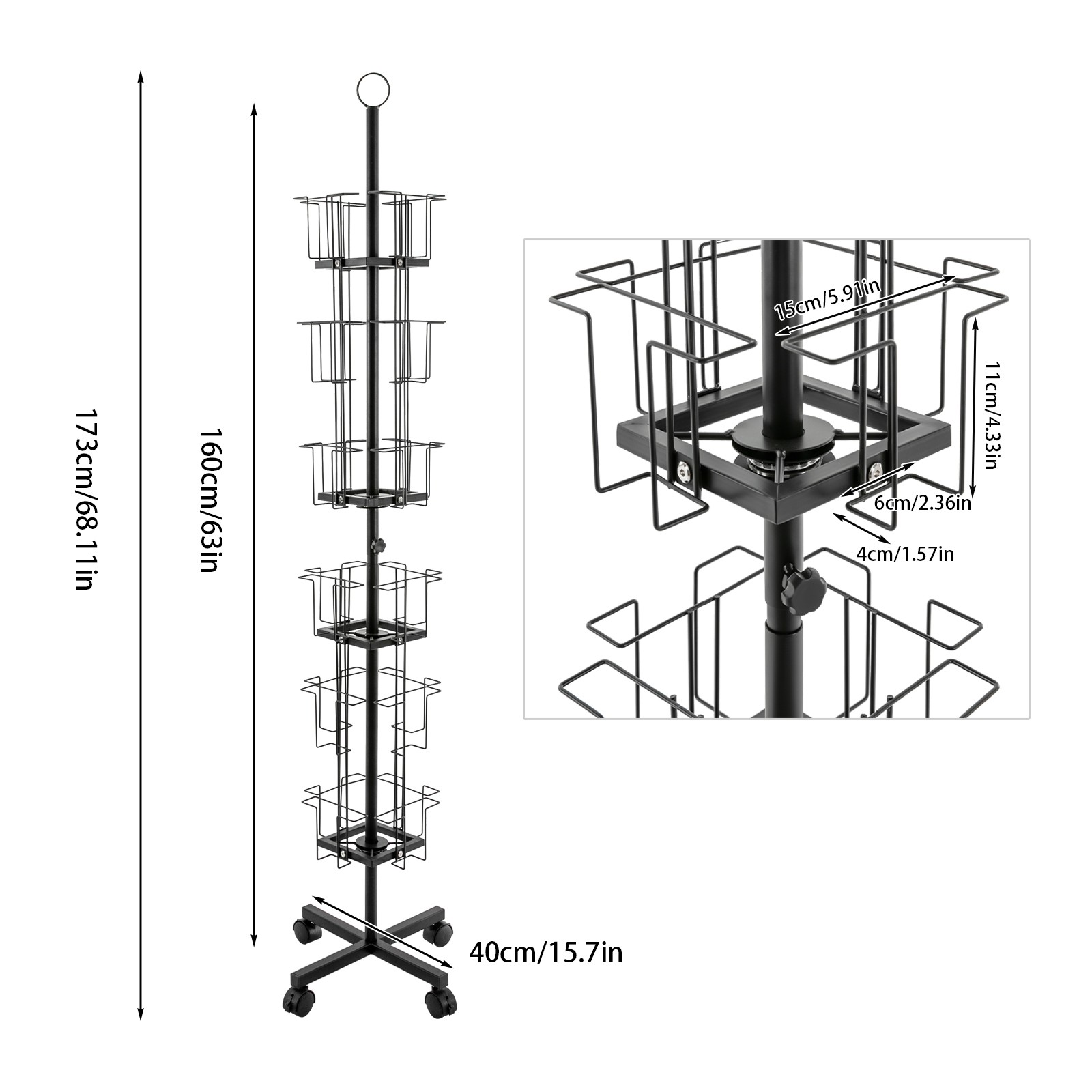 Rotating Greeting Card Rack, Display Stand Spinning, Pocket Rotating Holder