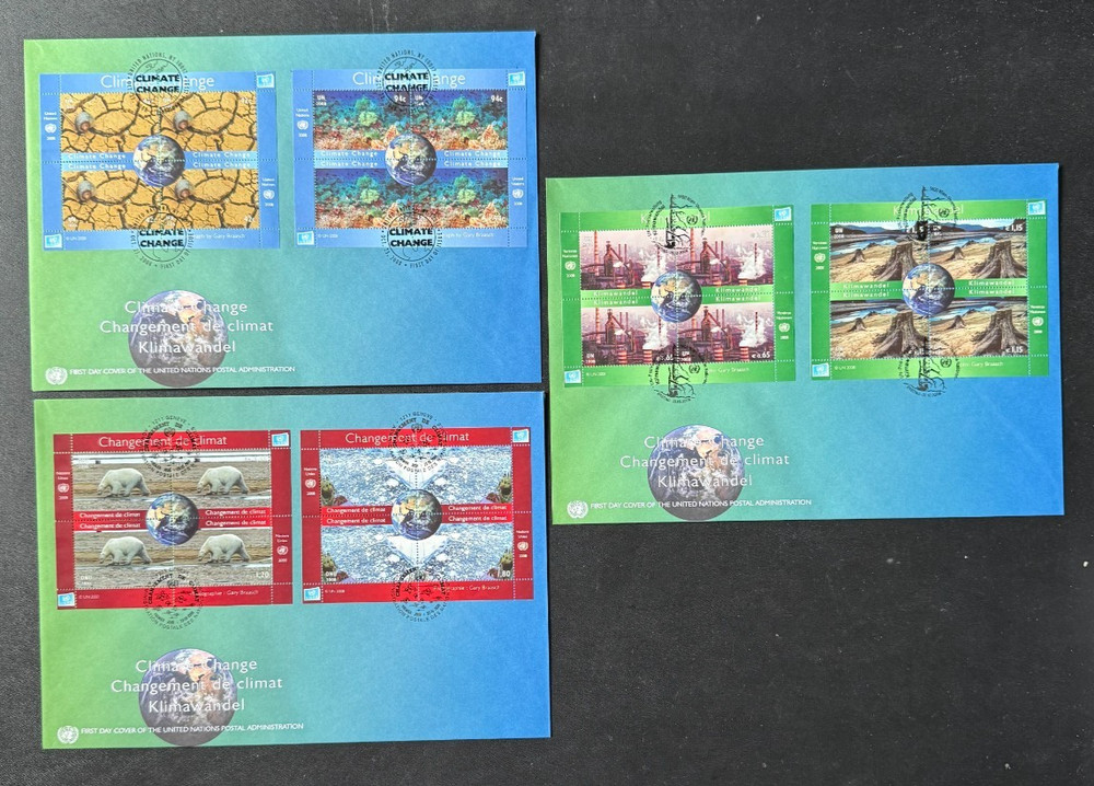 United Nations 2008 Climate Change FDC'S From All 3 Offices