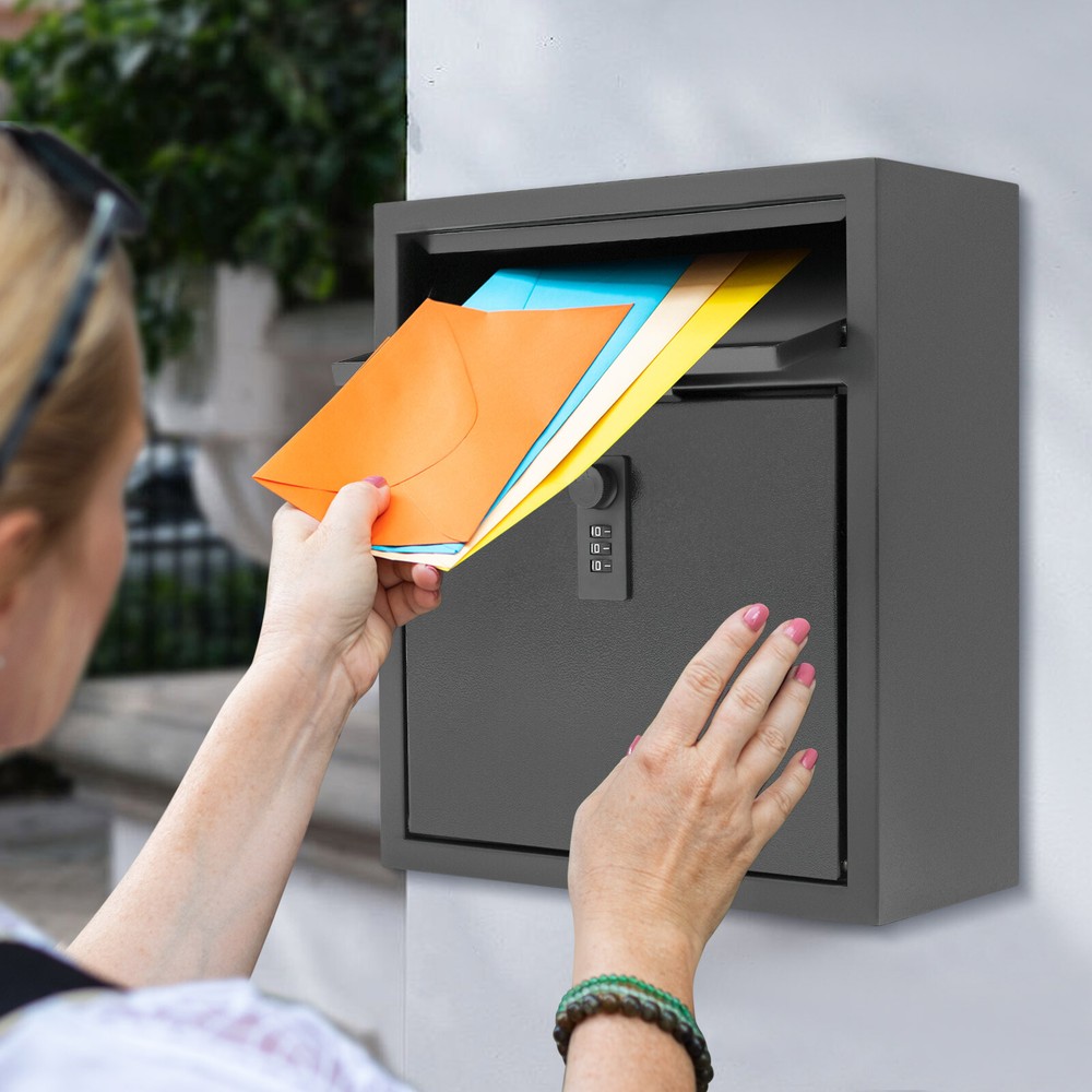 Wall-Mounted Mailbox With Combination Lock for Secure Mail Storage