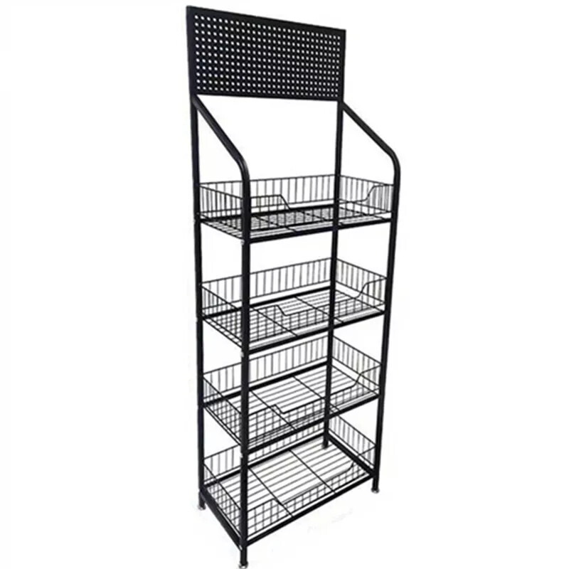 4Tier Black Retail Display Rack/Shelf/Frame/Stand Shop Freestand Snack Metal US