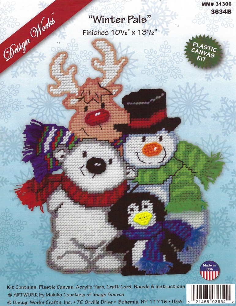 WINTER PALS  WALL HANGING 7ct  plastic canvas PATTERN  (#TF0645)