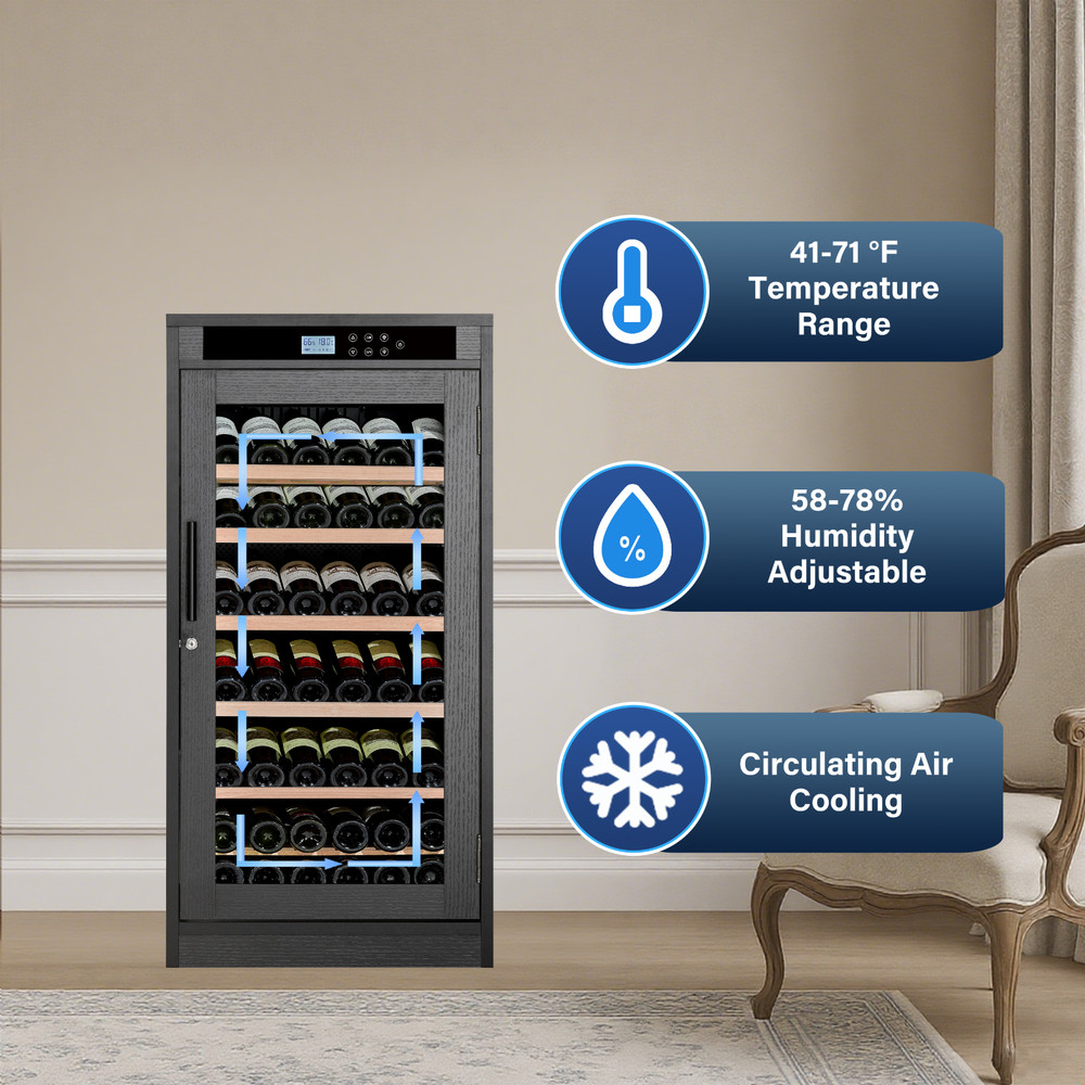 7.6 ft3 LED Touch Screen Display Constant Temperature Black Grape Wine Cooler