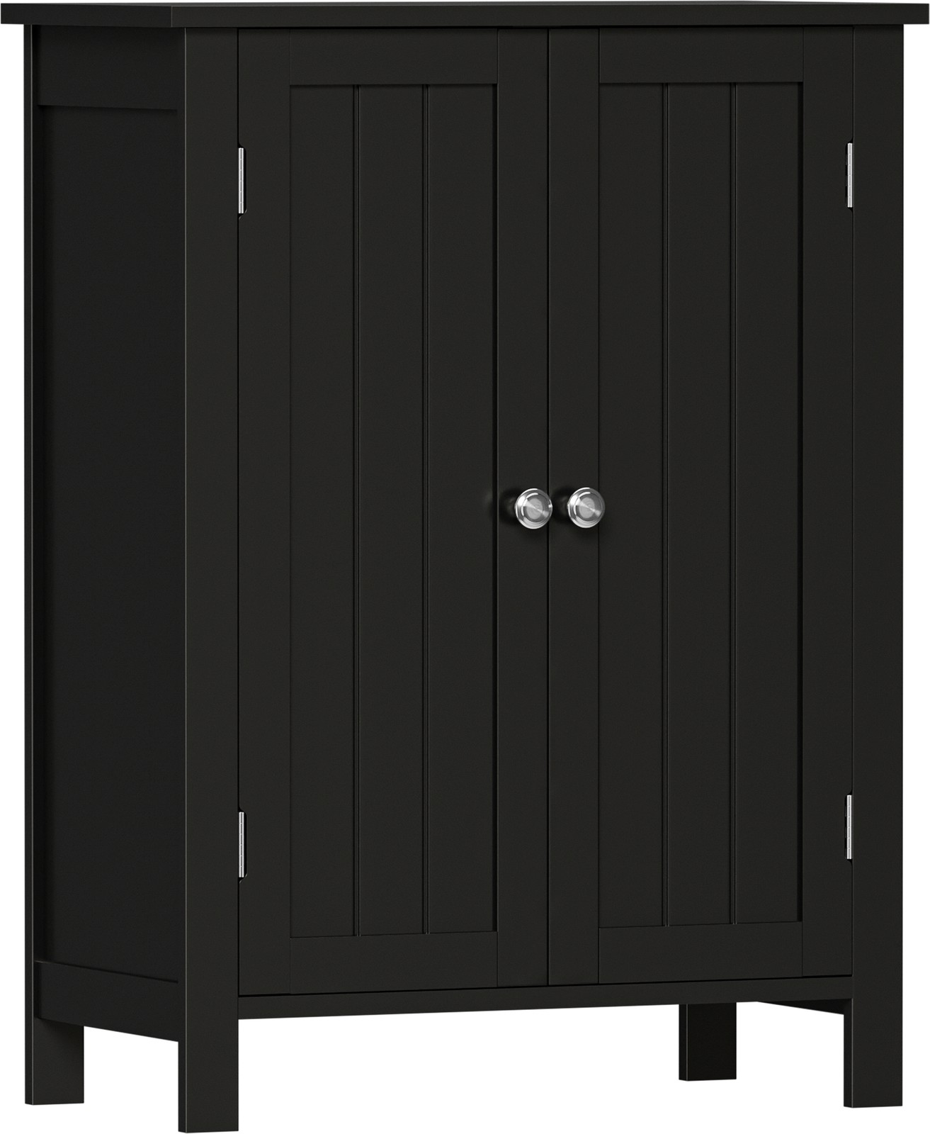 Bathroom Floor Storage Cabinet with Adjustable Shelf Double Door Organizer Black