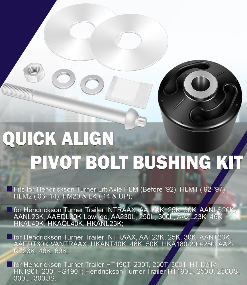 Quick Align Pivot Bolt Bushing Kits Replacement for Hendrickson S-24691, S-21166