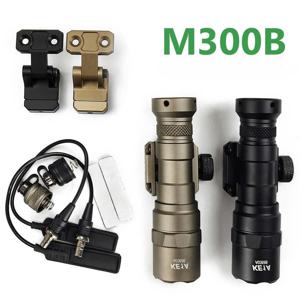 Tactical Flashlight M300B With Remote Switch + Foldable Picatinny Rail Mount