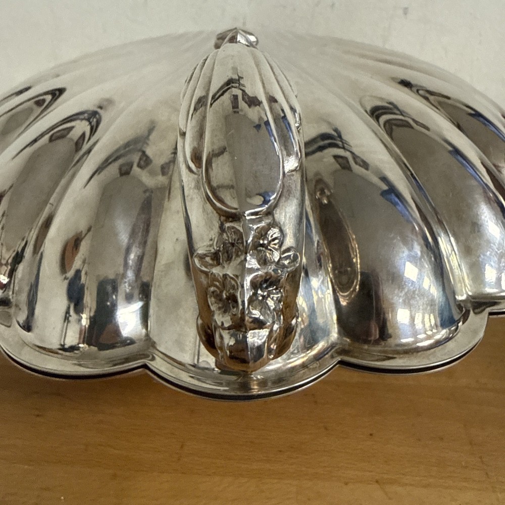 Vtg Sheffield Silver Plated Clam Shell Serving Dish - Scallop - 11” X 11” - LOOK