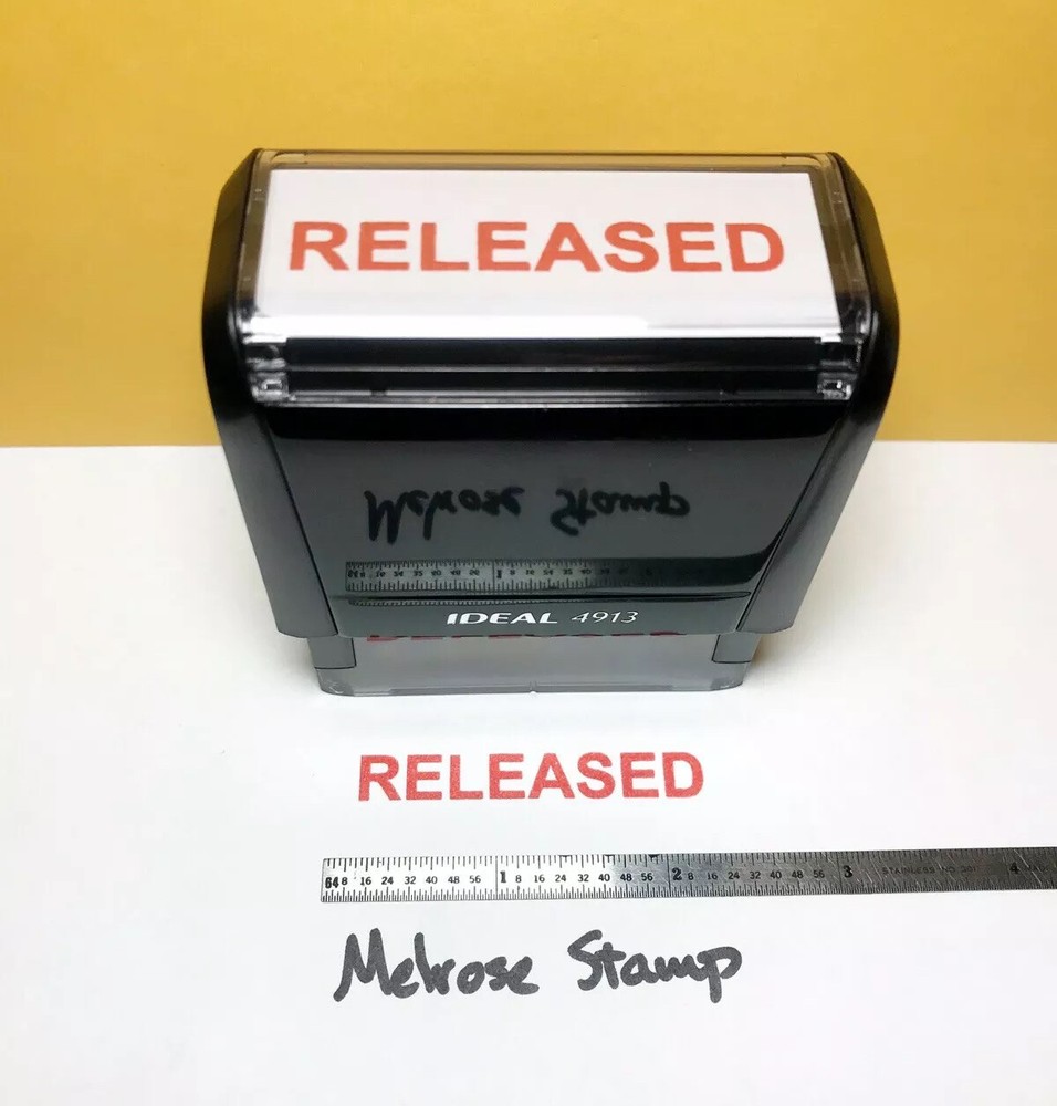 Released Rubber Stamp Red Ink Self Inking Ideal 4913
