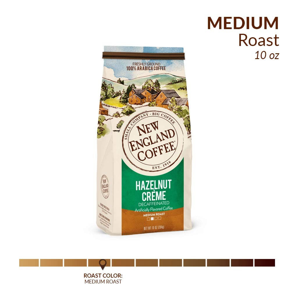 Coffee Hazelnut Creme Decaffeinated Medium Roast Ground Coffee, 10oz Bag (Pac...