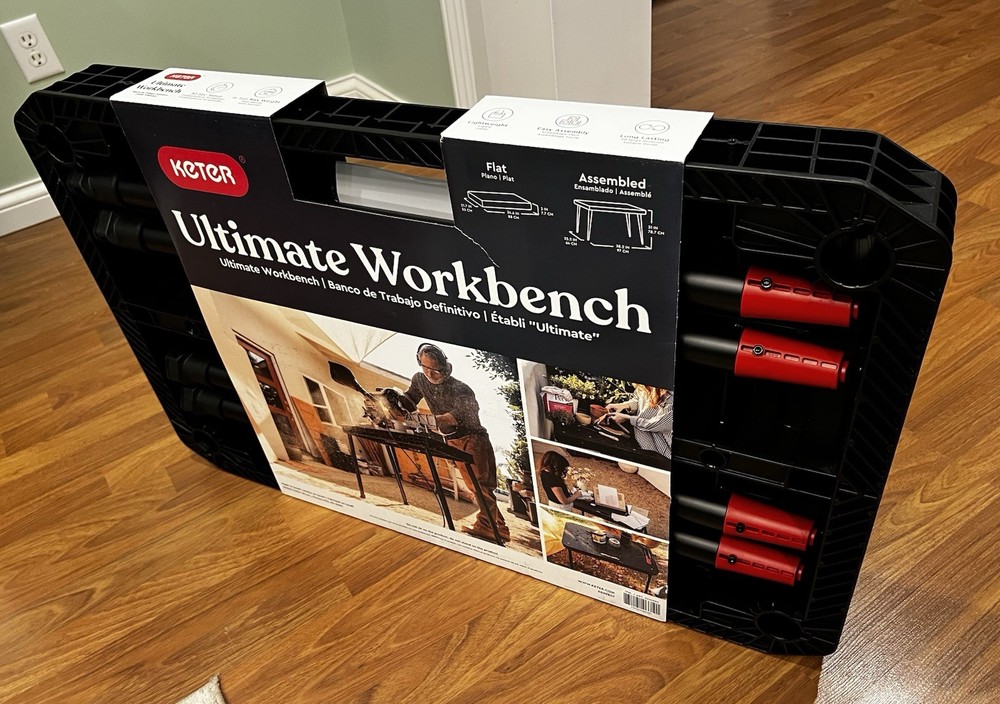 Keter Portable Folding Table Tool Storage Stand Workbench w/Clamps NEW IN BOX