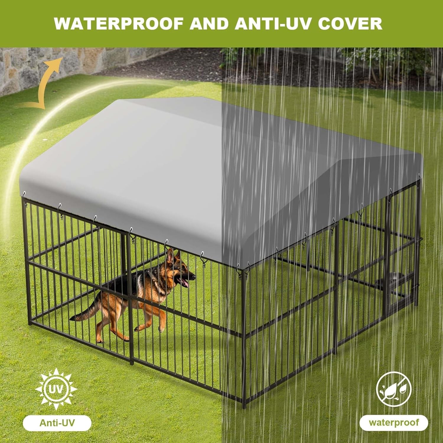 Heavy Duty Dog Kennel Pet Metal Playpen Large Animal Cage Outdoor 10x10x6FT