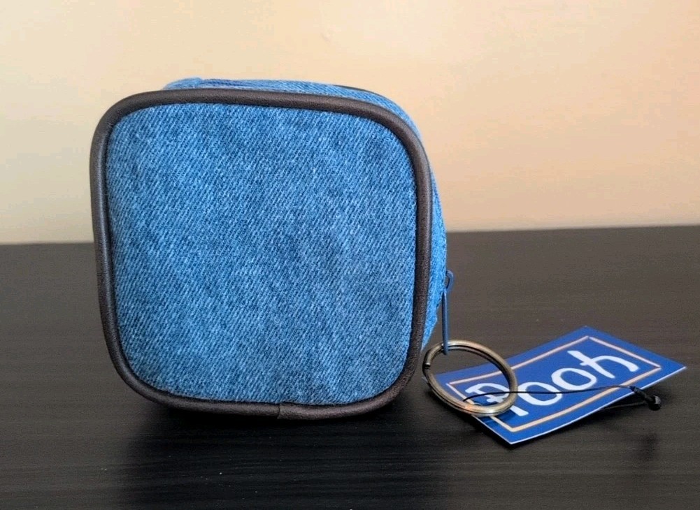 Vintage Winnie the Pooh Coin Purse Keychain Denim 4"