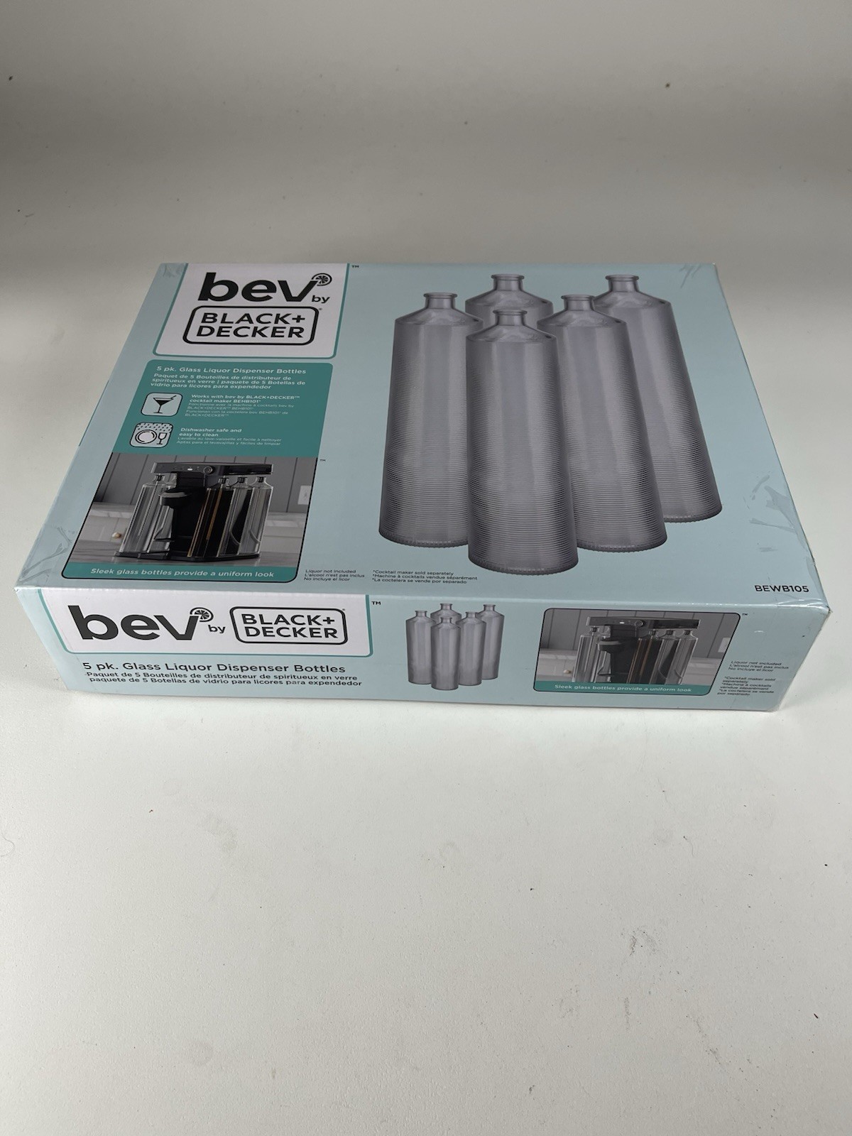 Bev by BLACK+DECKER 5 Pack Glass Cocktail Dispenser Bottles Model BEWB105