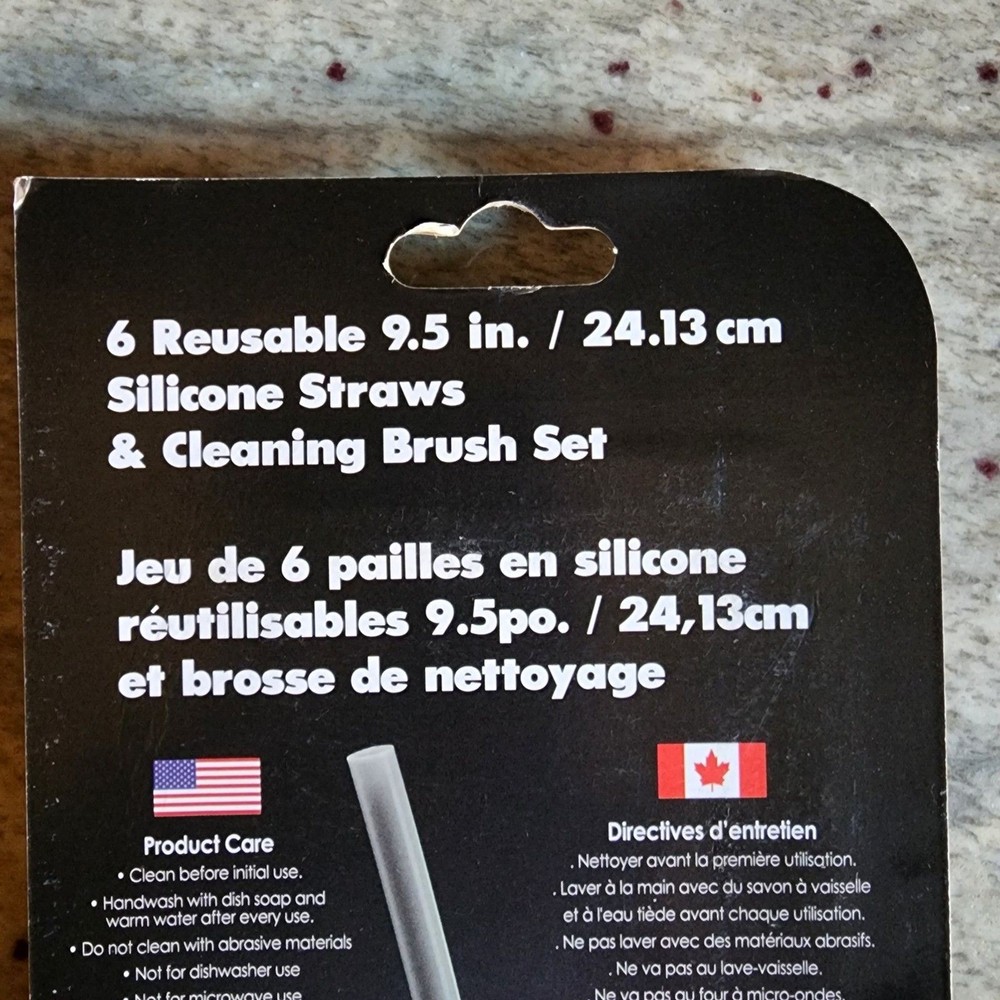 Reusable Silicone Straws 6 straws & brush