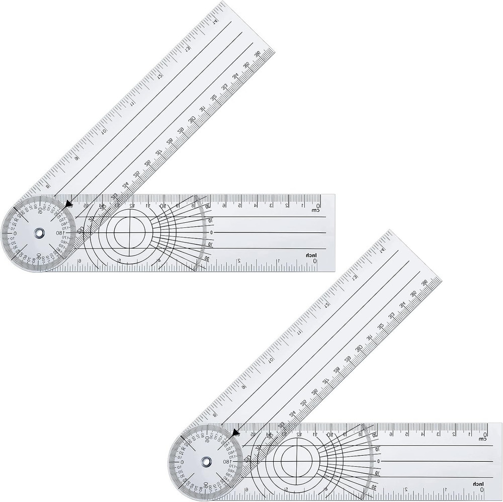 2 Pcs Plastic Goniometer Quick Protractor Clear Angle Finder Ruler with 7 Inch A