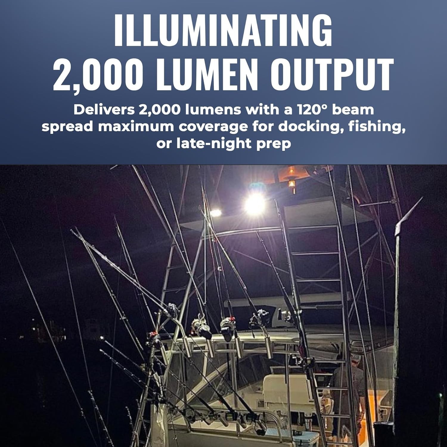 Black Oak Low Pro Marine Spreader Lights Deck 120° LED 2000 Lumens Waterproof