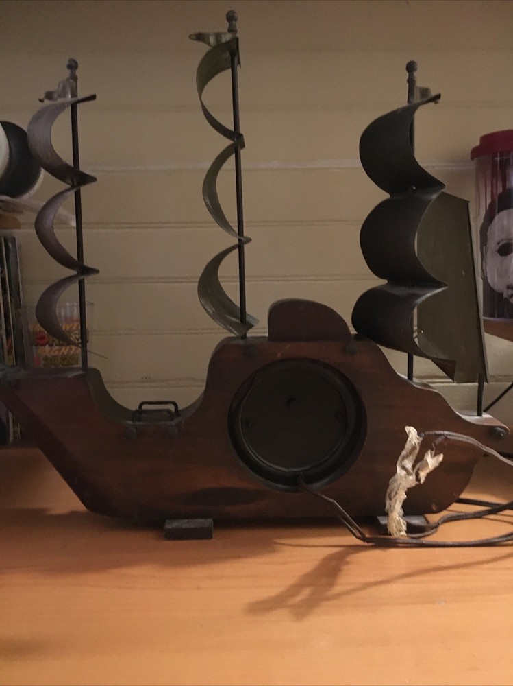 Vintage Metal Pirate Ship Clock
