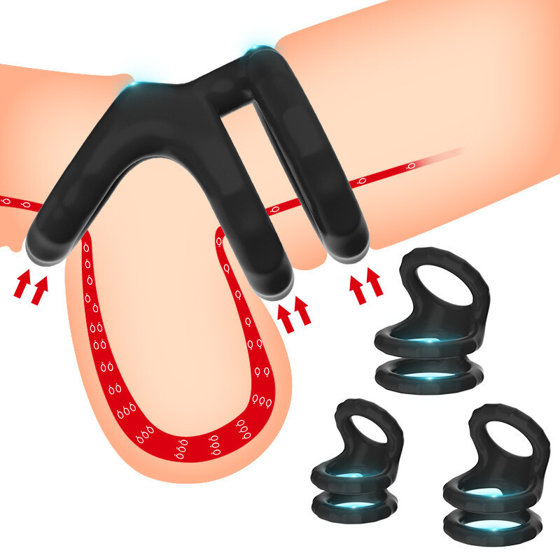 Ball Stretcher Enhancer Squeeze-Scrotum Testicle Silicone Ring Delay Ejaculation