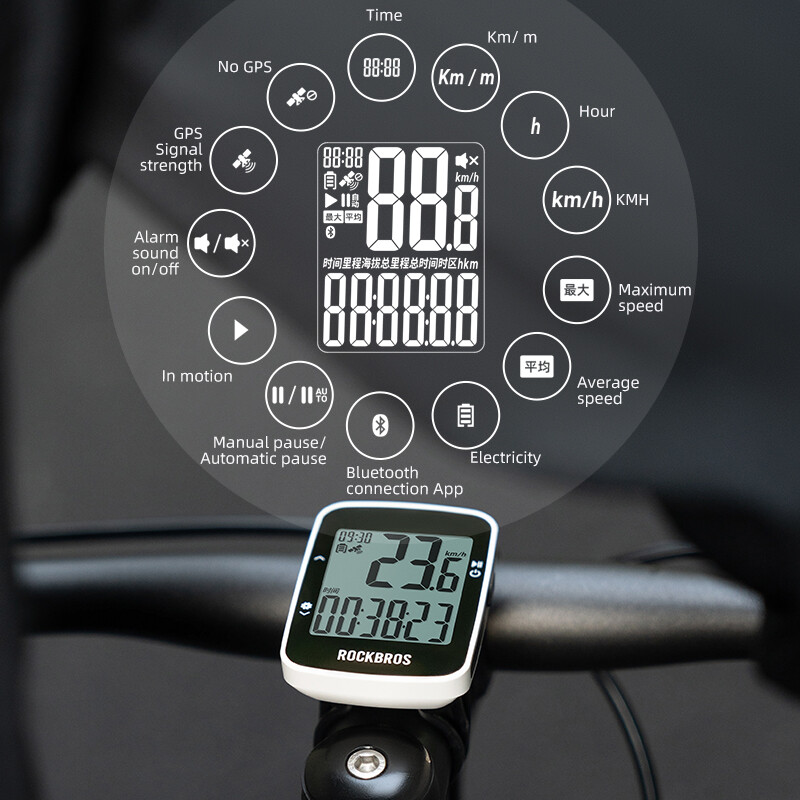ROCKBROS Bicycle Speedometer Odometer Waterproof CycleBike Computer Wireless GPS