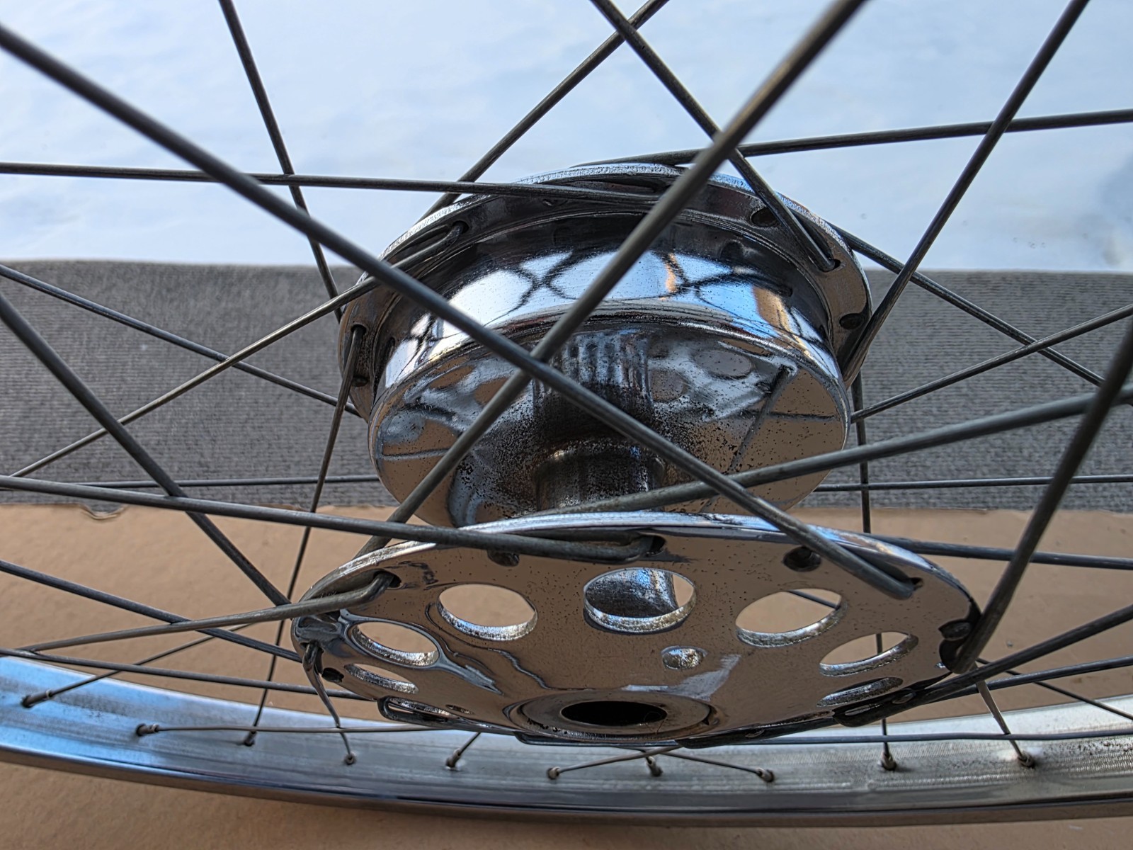 26" SCHWINN S-2 CHROME WHEEL SET W/ FRONT DRUM BRAKE PHANTOM B6 ETC.