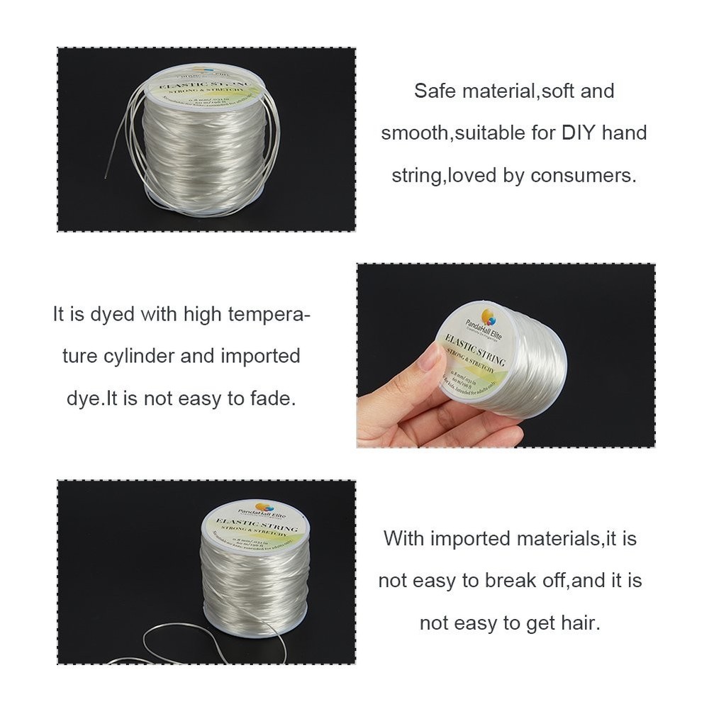 PH PandaHall 60 Yards Clear Elastic 1 Roll White Stretch String
