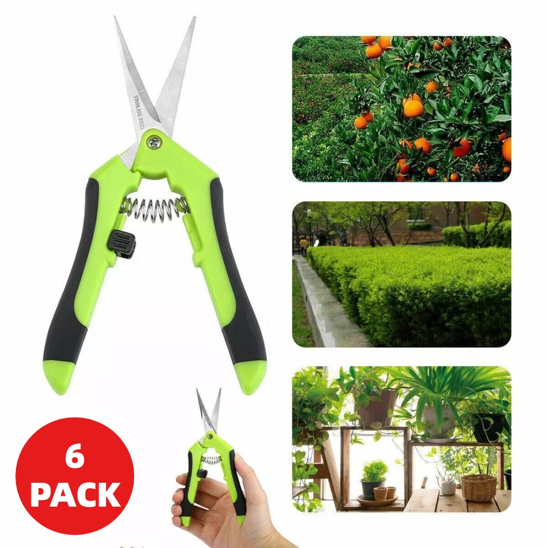 6 Pack Curved Blade Garden Scissors Trimmers Harvest Pruning Plants Trimming