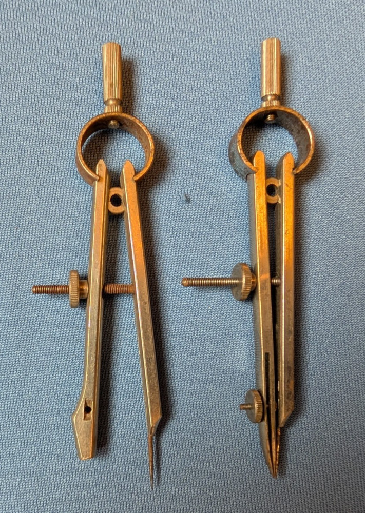 2 short drafting tools, 3 3/4" long, divider and compass TACRO INC Germany