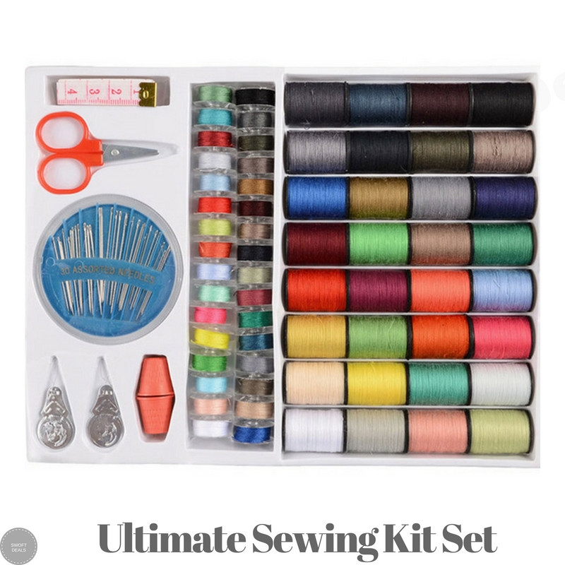 Sewing Kit Set, Home Travel Thread Needle Scissors Spools Thimble Storage Box US