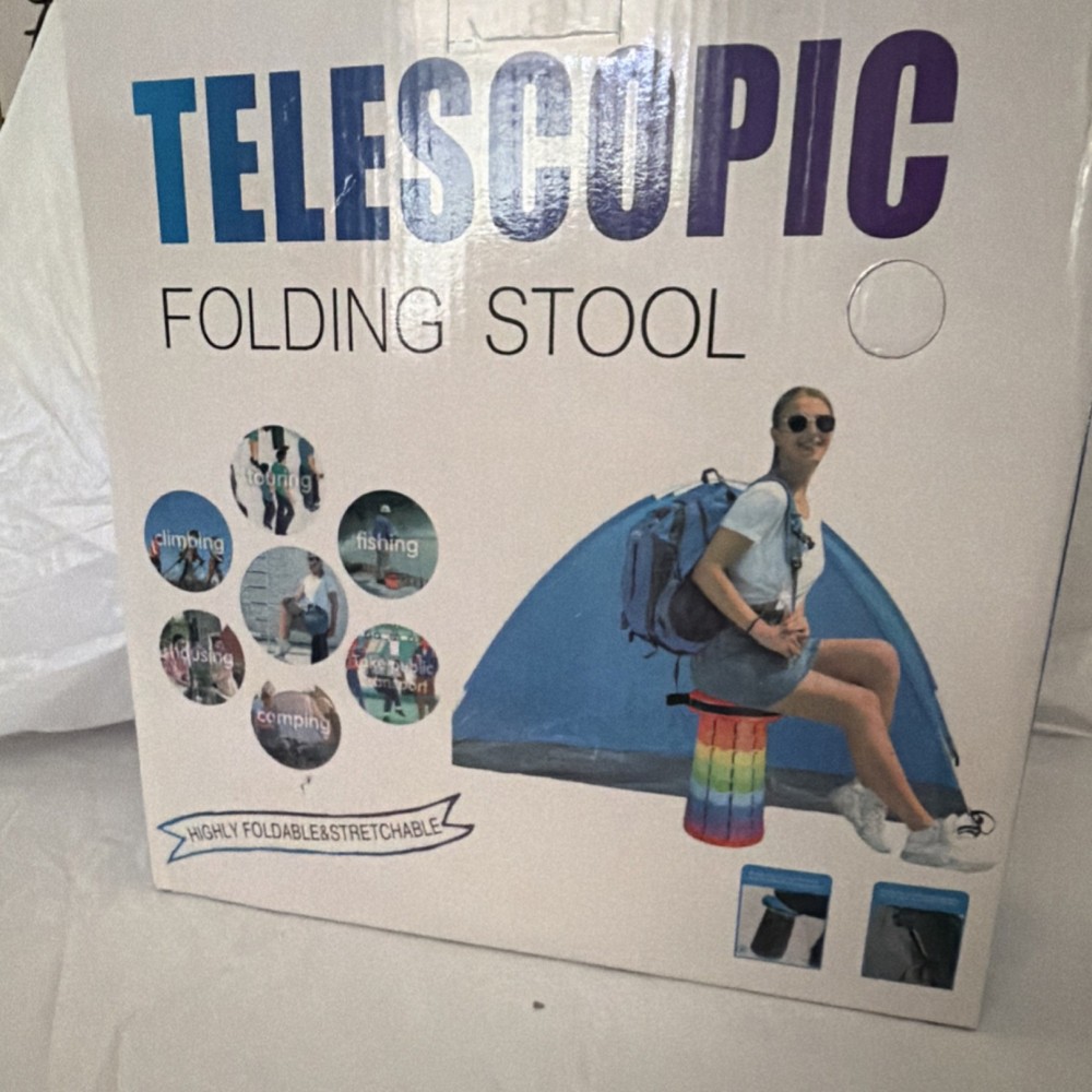 INBOEDEL Telescopic Foldable Multicolor Stool, Portable, Camping