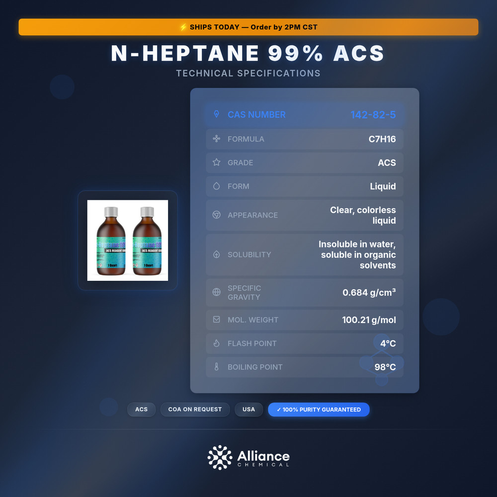 n-Heptane 99% ACS - 2 Liters