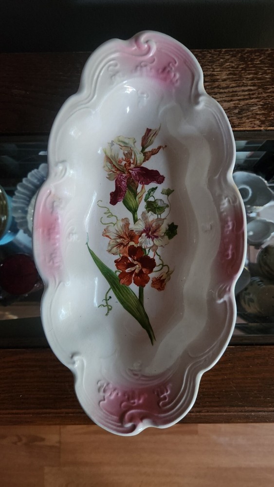 C.P. DIXIE Co. 13"×6⅞" Flowered Oval Serving Dish