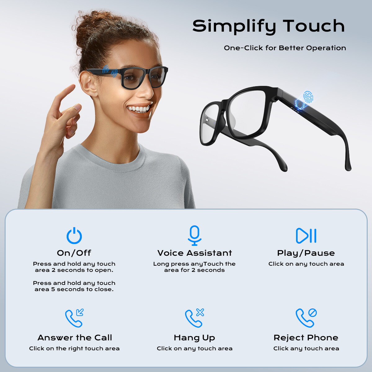 🥇Smart Glasses Photochromic Lenses Bluetooth Call Glasses Audio Eyewear Headset