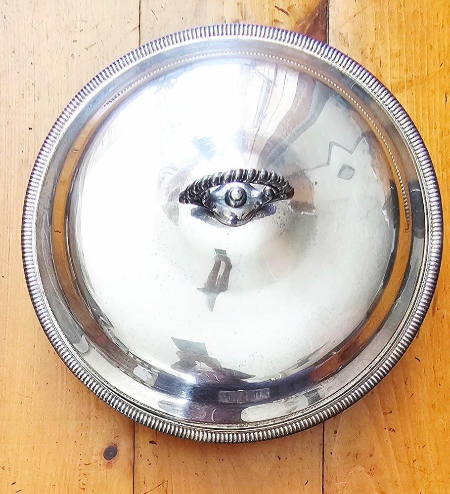 Wm Rogers 4262 Silverplate Serving Dish w Lid + 1-1/2 qt Pyrex Glass Bowl Vintag