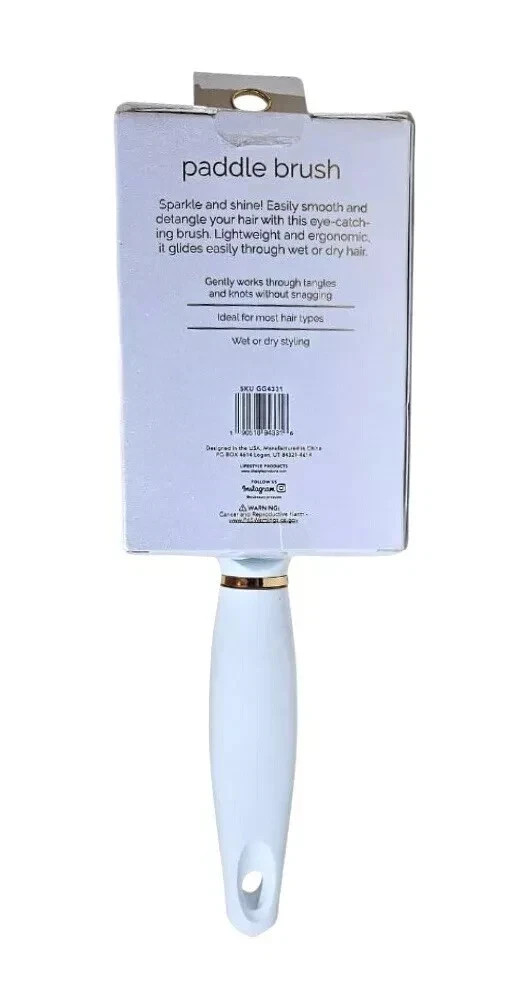 Glitz & Glam Silver Bedazzled Paddle Brush NIB