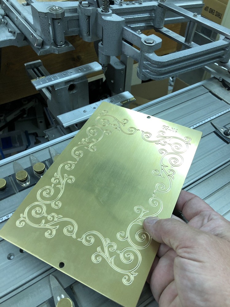 LARGE FLOURISH SCROLL WORK SOLID BRASS ENGRAVING PLATE FOR NEW HERMES FONT TRAY