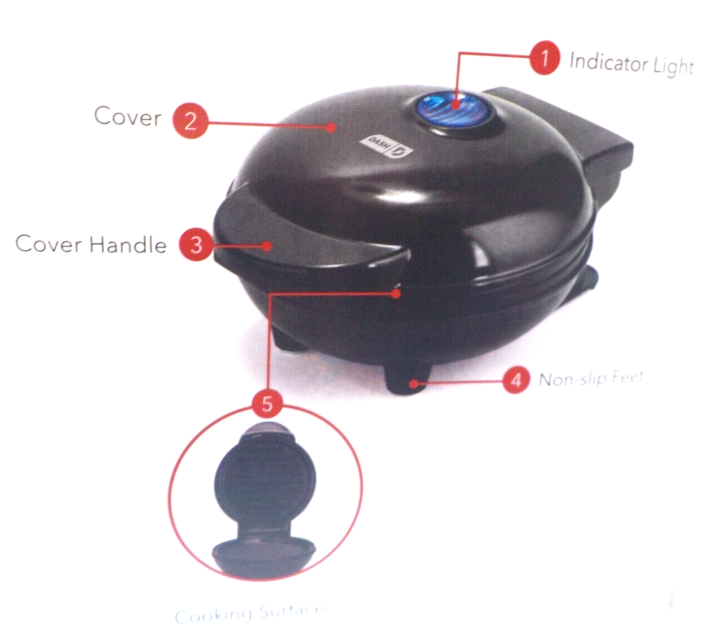 DASH Mini Maker Griddle 4 Inch Cooking Surface Non-Stick black