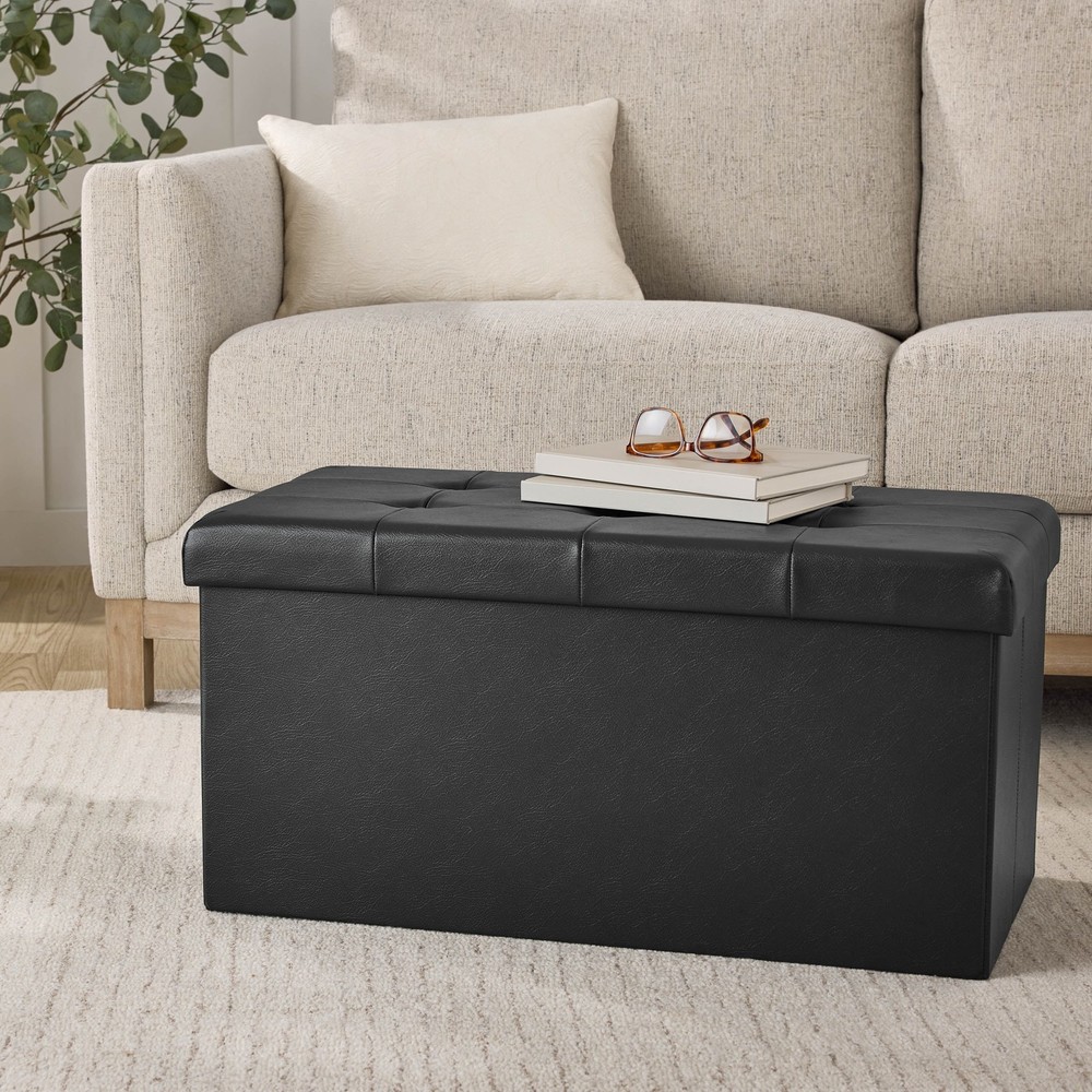 30" Collapsible Storage Ottoman Cream