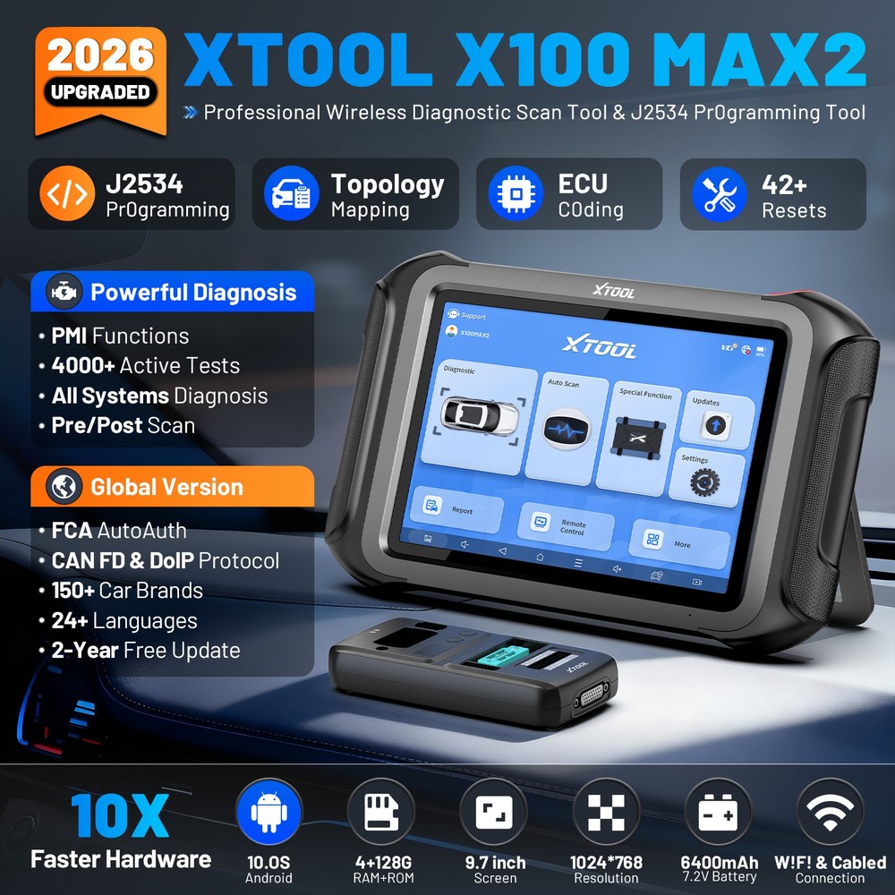 XTOOL X100MAX2 Full Set J2534 OEM Programming Diagnostic Scanner All Key Lost