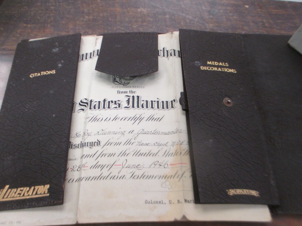 WWII Discharge Papers USMC Leather Case